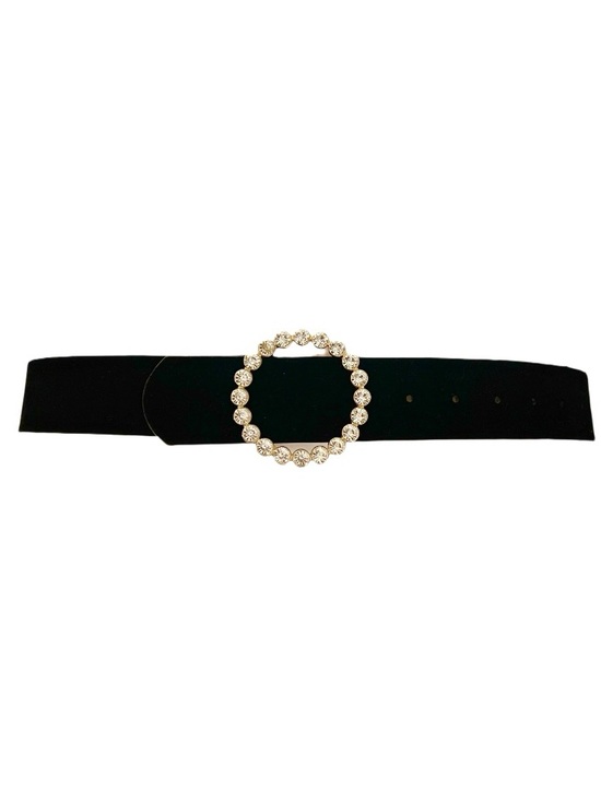 Zara Accessories - Zara Black Velvet Belt with Circular Rhinestone Buckle - One Size